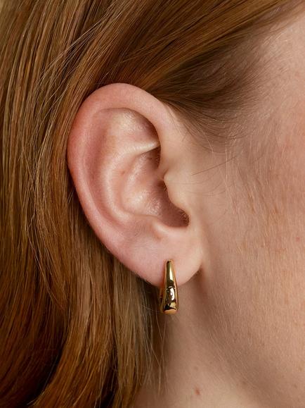 Astrid & Miyu Saddle Small Hoop Earrings, Gold - view 2, Gold