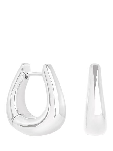 Astrid & Miyu Saddle Small Hoop Earrings, Silver, Silver