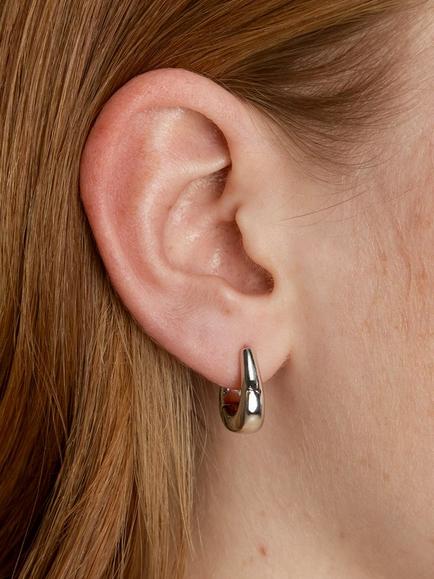 Astrid & Miyu Saddle Small Hoop Earrings, Silver - view 2, Silver