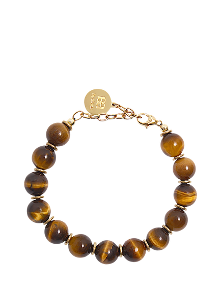 By Alona Bernadette Beaded Bracelet, Tigers Eye / Gold, Tigers Eye / Gold