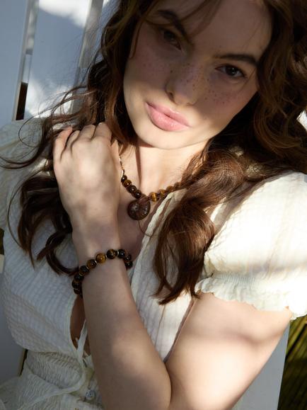 By Alona Bernadette Beaded Bracelet, Tigers Eye / Gold - view 2, Tigers Eye / Gold
