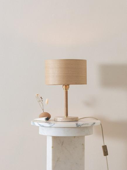 Tom Raffield Kanna Marble Base Table Lamp, Oak - view 2, Oak