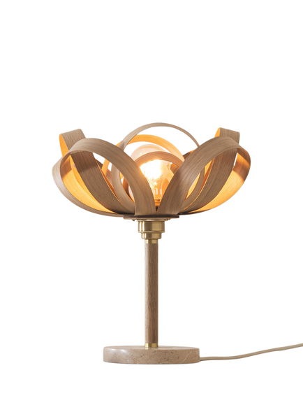 Tom Raffield Skipper Marble Base Table Lamp, Oak, Oak