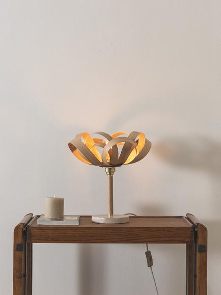 Tom Raffield Skipper Marble Base Table Lamp, Oak - view 2, Oak