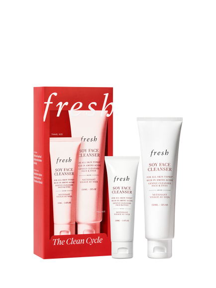 Fresh Clean Cycle Soy Face Cleanser Duo Holiday Skincare Gift Set, Red