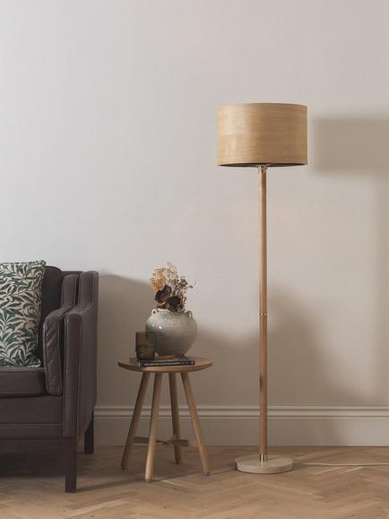 Tom Raffield Kanna Marble Floor Lamp, Oak - view 2, Oak