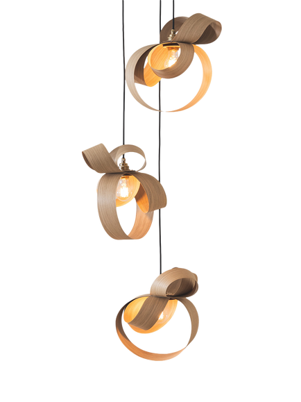 Tom Raffield Heden 3 Pendant Cluster Ceiling Light, Oak, Oak