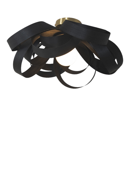 Tom Raffield Skipper Small Semi Flush Ceiling Light, Dia.46cm, Black Noctis, Black