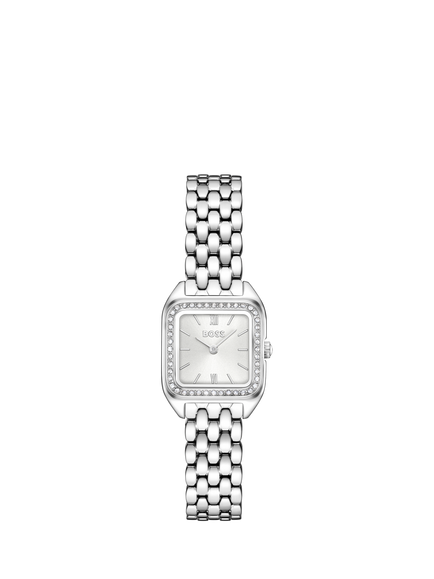 BOSS 1580882 Women's Mae Petite 22mm Square Bracelet Strap Watch, Silver, Silver