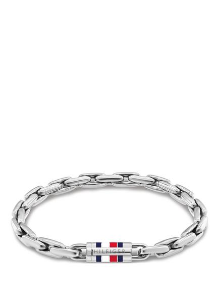 Tommy Hilfiger Men's Logo Chain Bracelet, Silver, Silver
