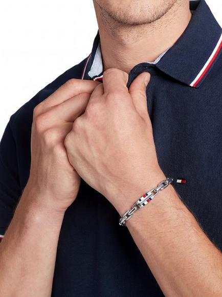 Tommy Hilfiger Men's Logo Chain Bracelet, Silver - view 2, Silver