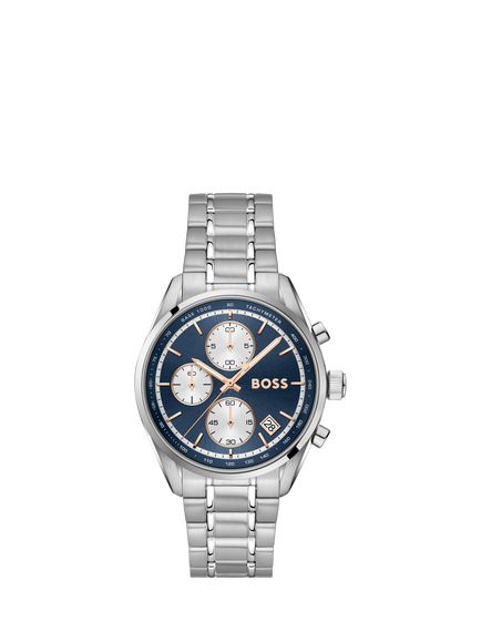 BOSS 1514360 Men's Grand Prix Touring 38mm Bracelet Strap Watch, Silver, Silver