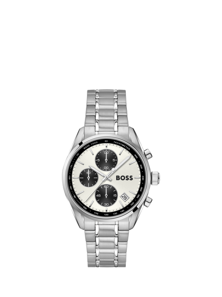 BOSS 1514362 Men's Grand Prix Touring 38mm Bracelet Strap Watch, Silver, Silver