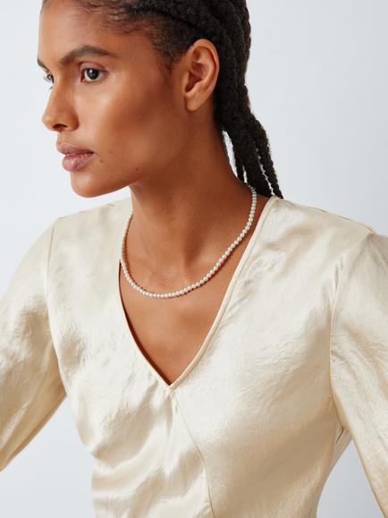 Lido Round Freshwater Pearl Necklace, White - view 2, White