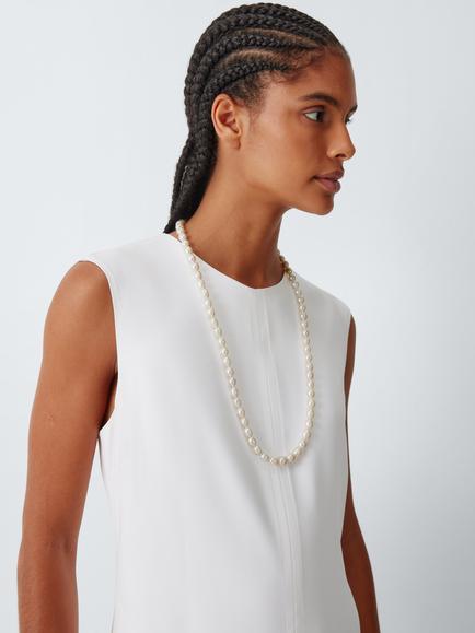 Lido Oval Freshwater Pearl Necklace, White - view 2, White