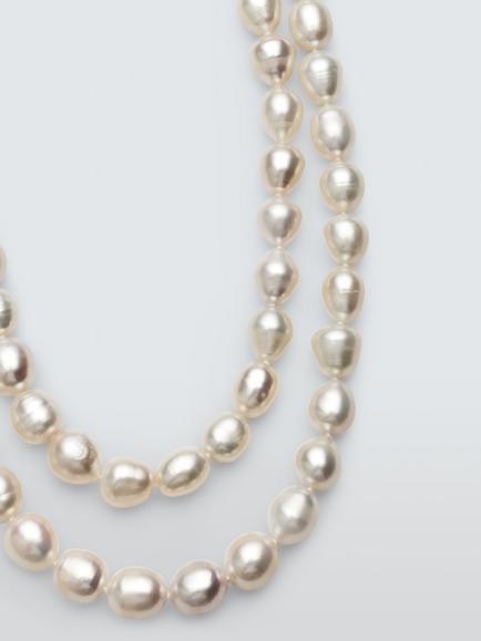 Lido Oval Freshwater Pearl Necklace, White - view 2, White