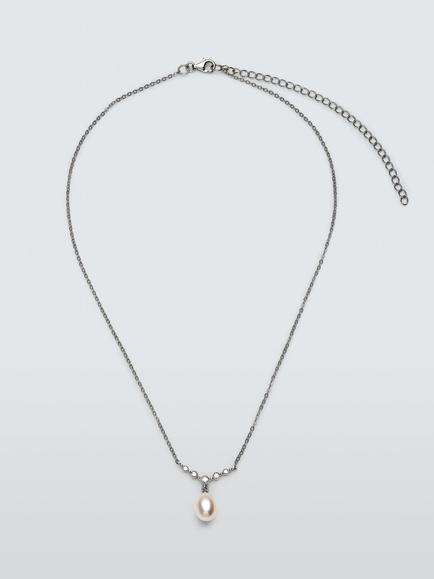 Lido Pearl and Cubic Zirconia Drop Necklace, White, White