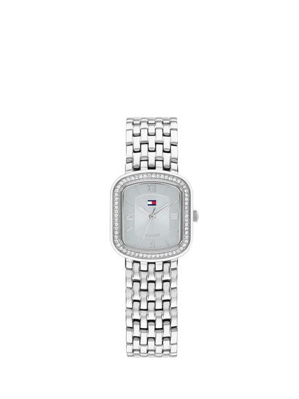 Tommy Hilfiger 1782921 Women's Aby Crystal 24mm Rectangular Bracelet Strap Watch, Silver, Silver