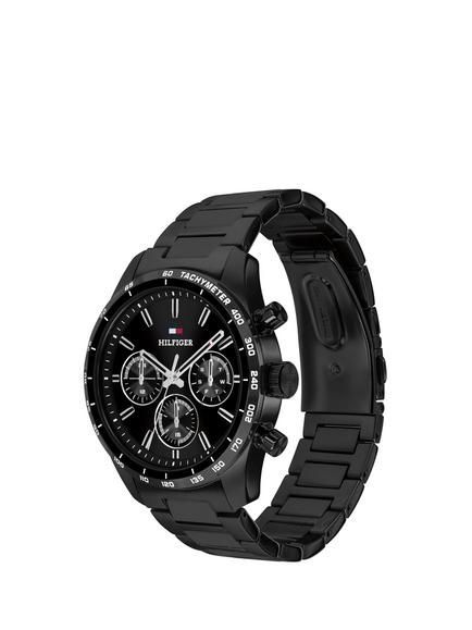 Tommy Hilfiger 1792280 Men's Hampton 42mm Round Bracelet Strap Watch, Black - view 2, Black