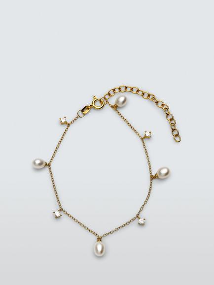 Lido Pearl and Cubic Zirconia Bracelet, Gold, Gold