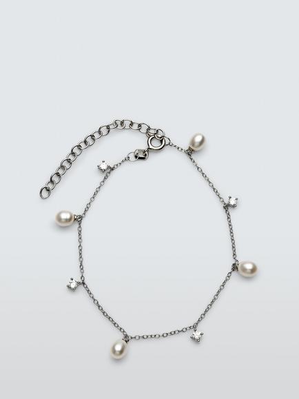 Lido Pearl and Cubic Zirconia Bracelet, Silver, Silver