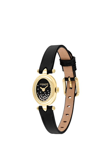 Coach 14504739 Sammy Women's 18mm Oval Leather Strap Watch, Black - view 2, Black