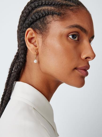 Lido Freshwater Pearl Hook Earrings, Gold - view 2, Gold