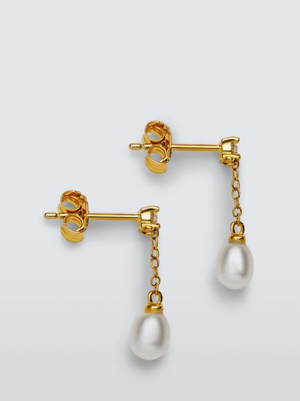 Lido Pearl and Cubic Zirconia Drop Earrings, Gold, Gold