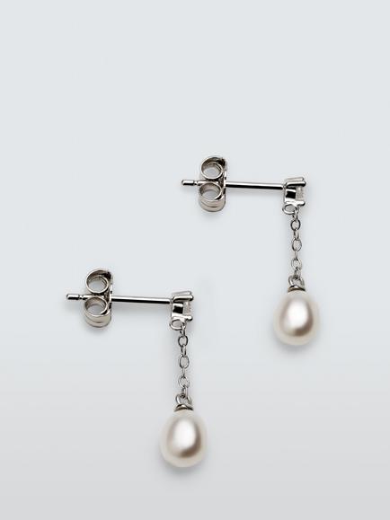 Lido Pearl and Cubic Zirconia Drop Earrings, Silver, Silver