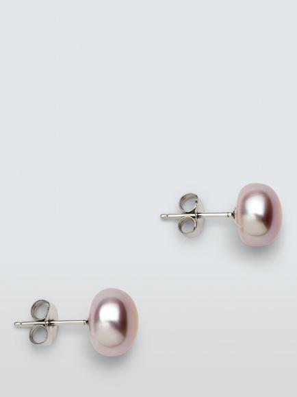 Lido Large Freshwater Pearl Stud Earrings, Pink, Pink