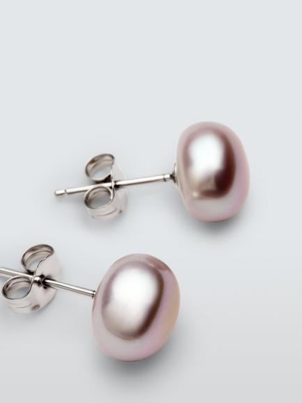 Lido Large Freshwater Pearl Stud Earrings, Pink, Pink