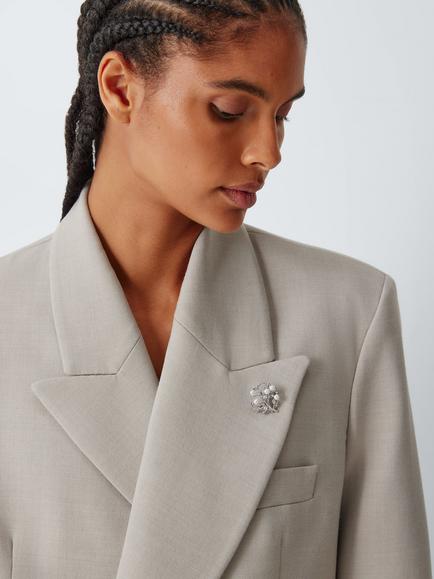 Lido Pearl and Cubic Zirconia Tree Brooch, White - view 2, White