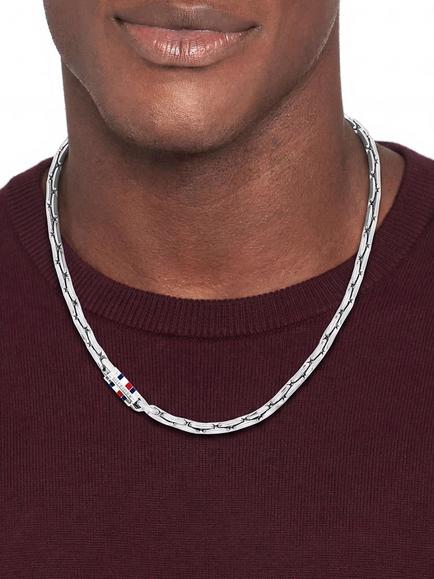 Tommy Hilfiger Men's Logo Chain Necklace, Silver - view 2, Silver