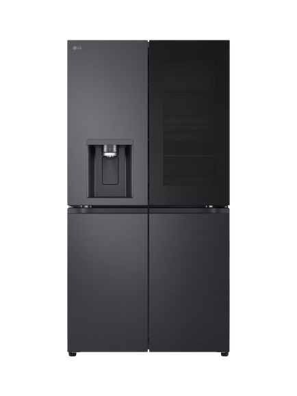 LG OUTLET GMG96CRAFT CraftIce™ InstaView™ Smart Freestanding 60/40 French Fridge Freezer, Like New, Black Steel, Black Steel