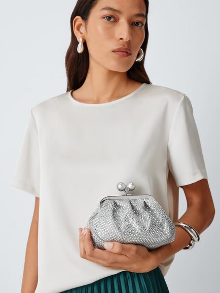 Weekend MaxMara Sequin Pasticcino Clutch Bag, Silver - view 2, White