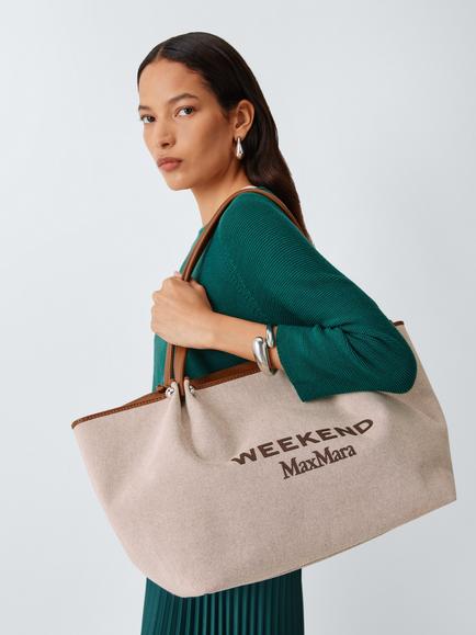 Weekend MaxMara Cotton Canvas Tote Bag, Tobacco - view 2, Tobacco