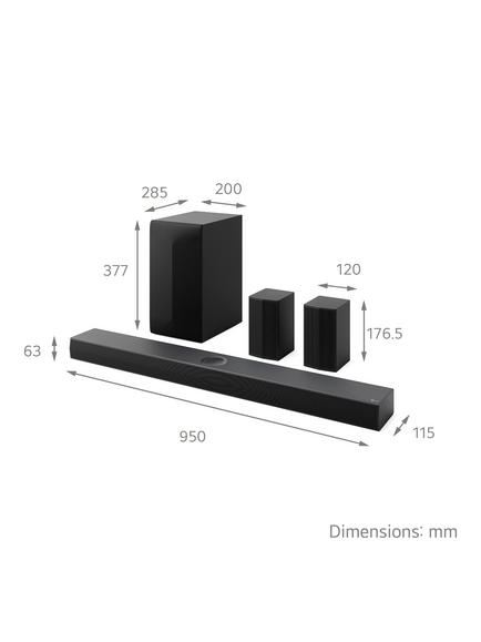 LG US70TR Bluetooth Soundbar with Dolby Atmos, DTS:X, Wireless Subwoofer & Rear Speakers, Black - view 2, Black
