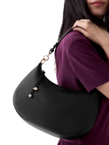kate spade new york Liv Crescent Leather Shoulder Bag, Black - view 2, Black