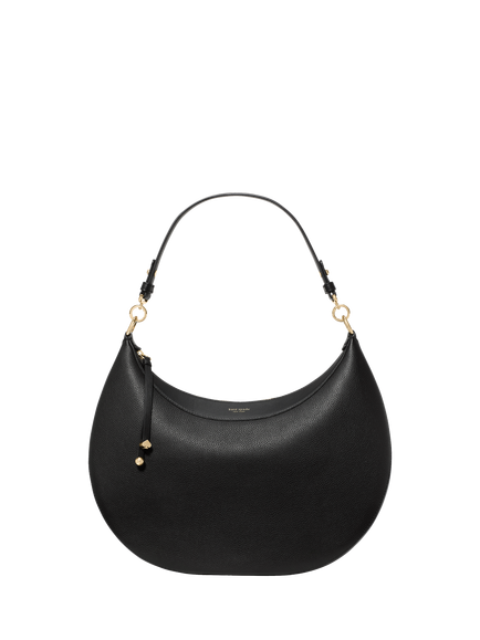 kate spade new york Liv Large Crescent Leather Shoulder Bag, Black, Black