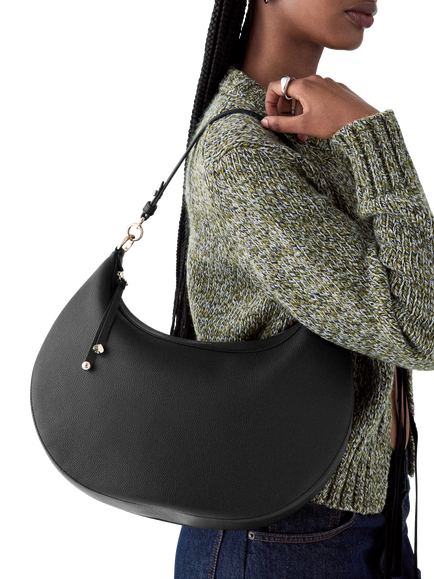 kate spade new york Liv Large Crescent Leather Shoulder Bag, Black - view 2, Black