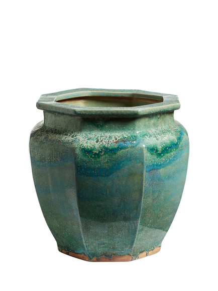 OKA Eldoris Ceramic Planter, 36cm, Antique Green, Antique Green