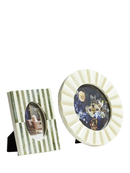 OKA Judwa Bone Photo Frame, Set of 2, 3.5 x 5" (9 x 13cm), Green/Yellow, Multi