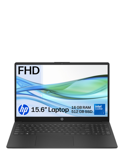 HP 15-fd1000nax Laptop, Intel Core 7 Processor, 16GB RAM, 512GB SSD, 15.6” Full HD, Jet Black, Jet Black