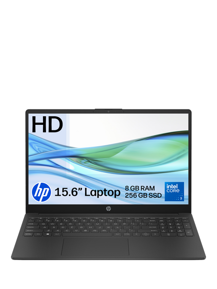HP 15-fd1007nax Laptop, Intel Core 3 Processor, 8GB RAM, 256GB SSD, 15.6” HD, Jet Black, Jet Black