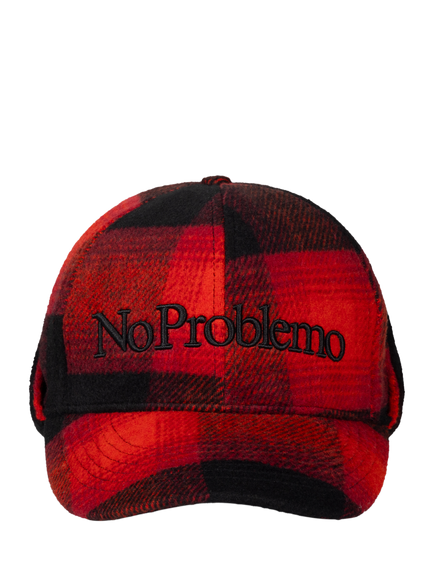 No Problemo Plaid Flap Cap, Red, Red