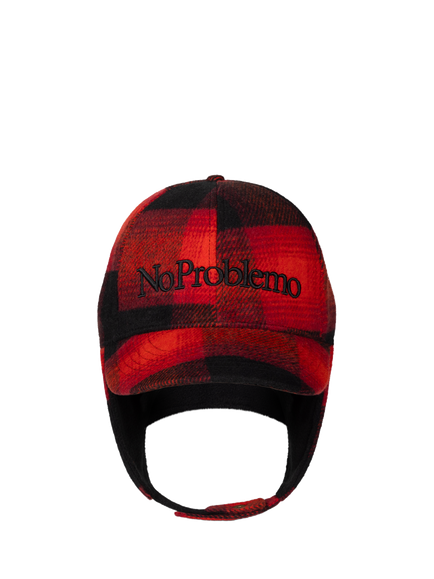 No Problemo Plaid Flap Cap, Red - view 2, Red