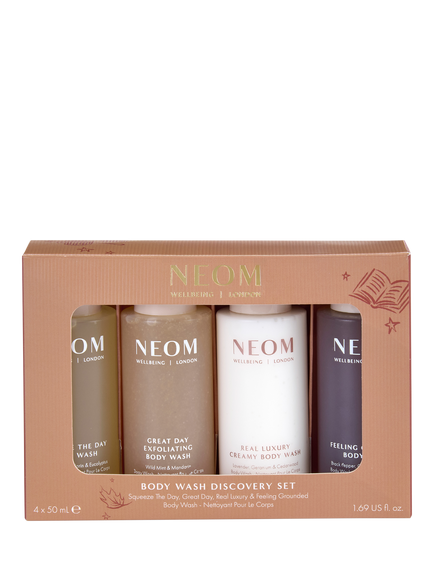 NEOM Wellbeing London Body Wash Discovery Gift Set, 4 x 50ml, Clear