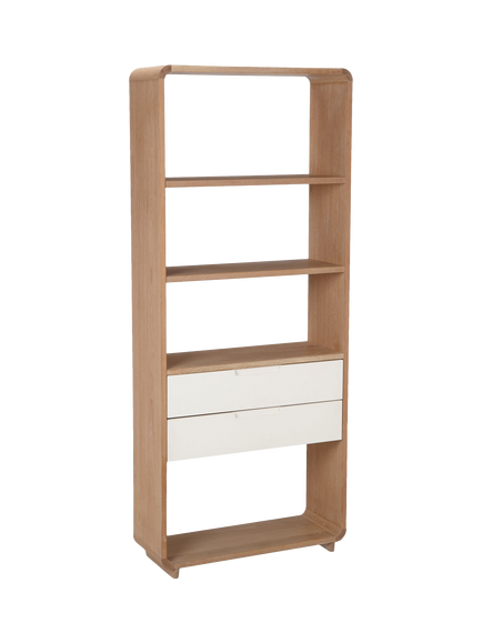 Ebbe Gehl for John Lewis OUTLET Mira Wide 2 Drawer Bookcase, Oak/White, Oak/White