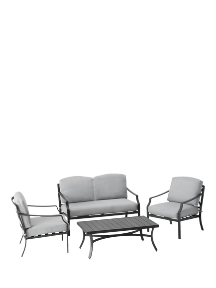 John Lewis OUTLET Marlow Aluminium 4 Seater Garden Lounge Set, Black/Grey, Black/Grey