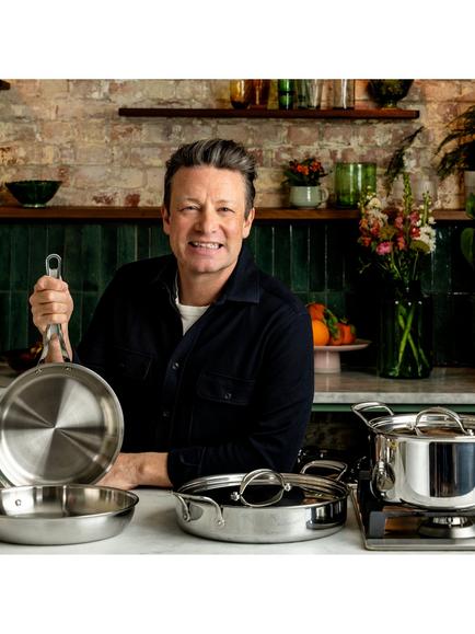 Jamie Oliver by Tefal Classic 3-Ply Stainless Steel Frying Pan, 24cm - view 2, Black Black